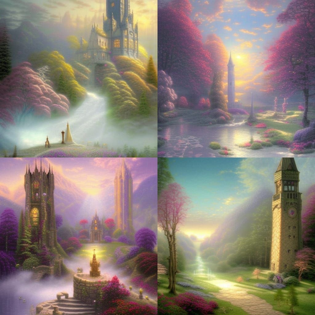 Ethereal Ivory Tower Fantasy in a Painterly Style