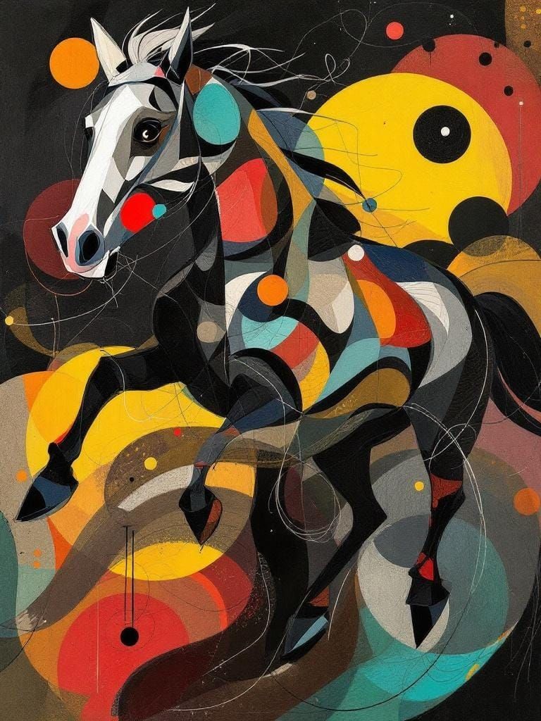Abstract Horse Galloping with Jazz-Inspired Expressionism