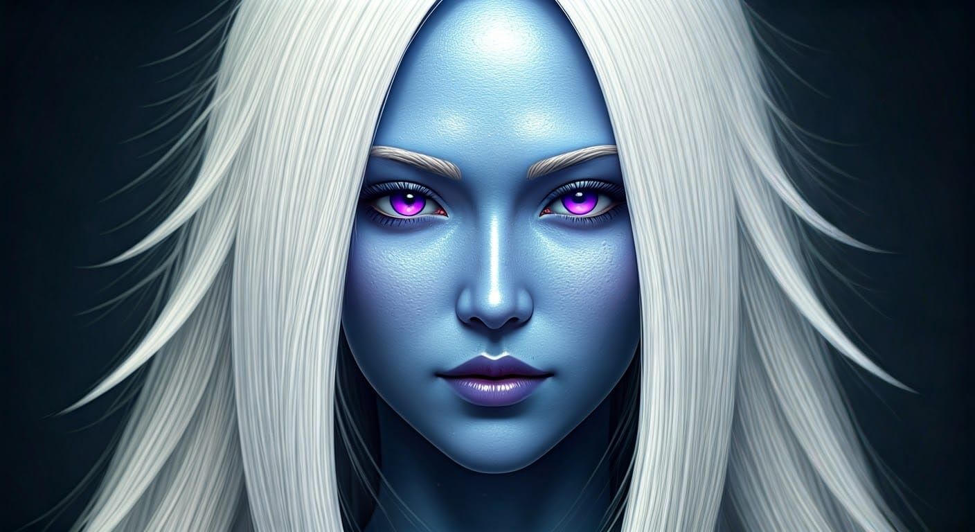 Ethereal Angel Woman with Purple Eyes, Photorealistic Art