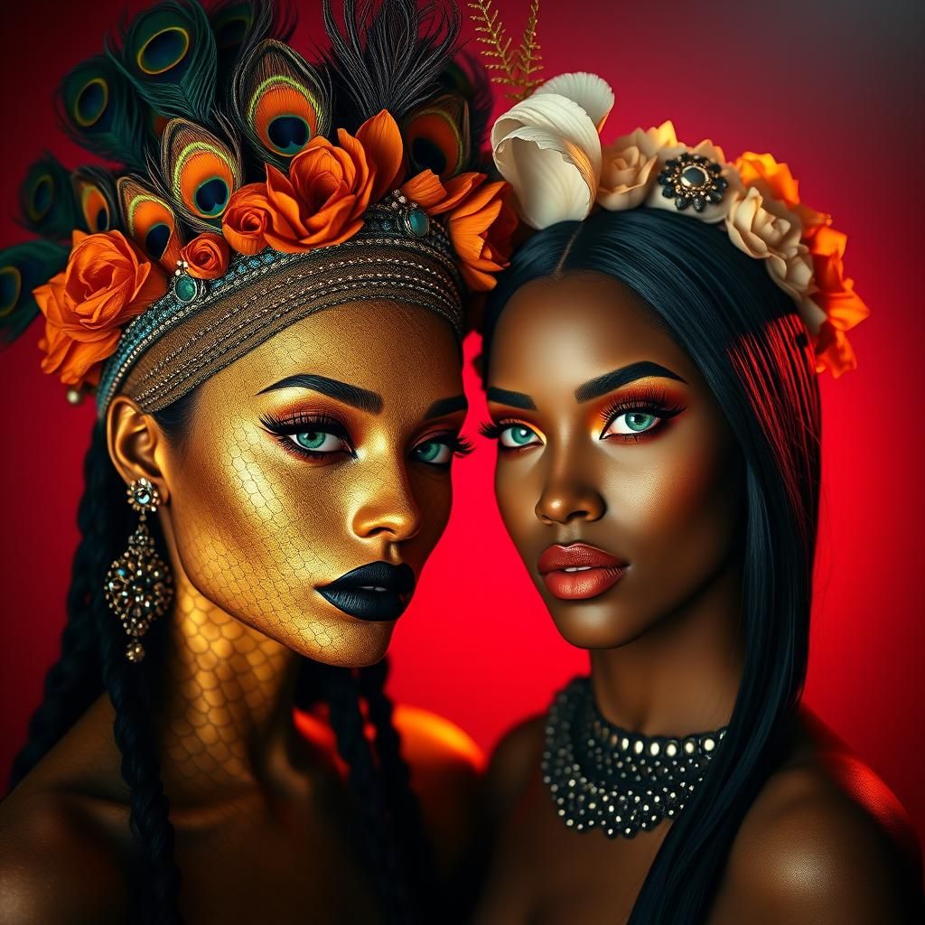 Striking Portrait in Opulent Art Nouveau Style