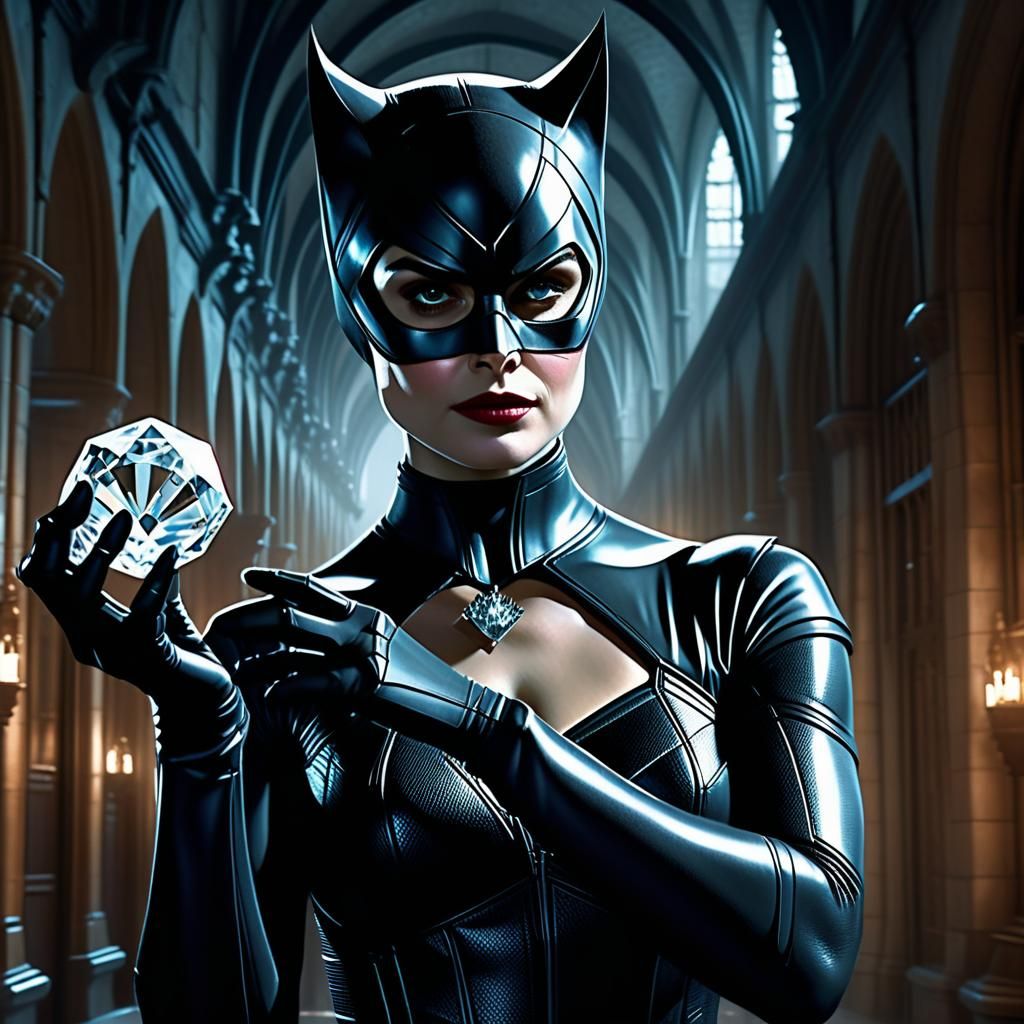 Catwoman in Hogwarts, Digital Art Portrait