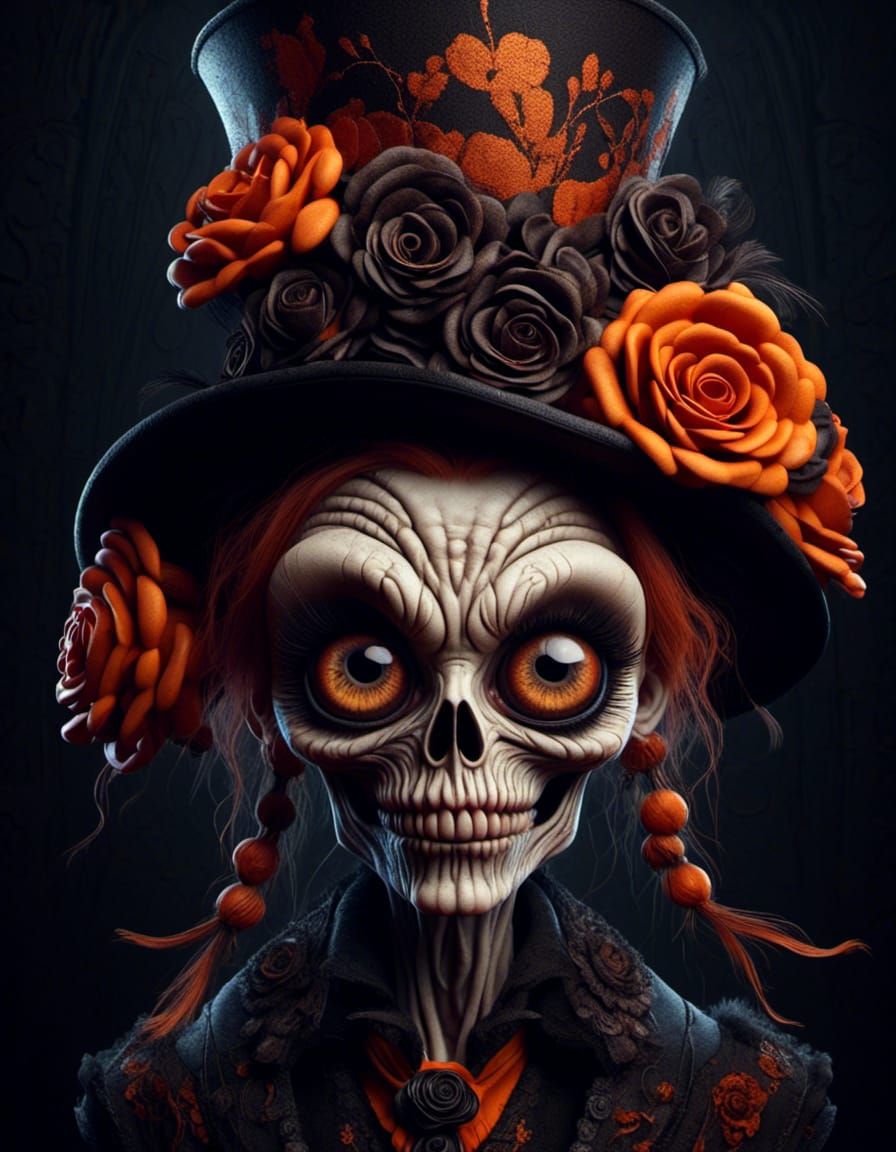 Halloween Skeleton in Whimsical Storybook Art