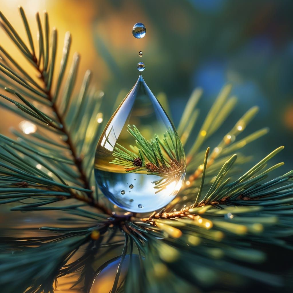 Glass Door to Water Drop: Macro Oil Painting