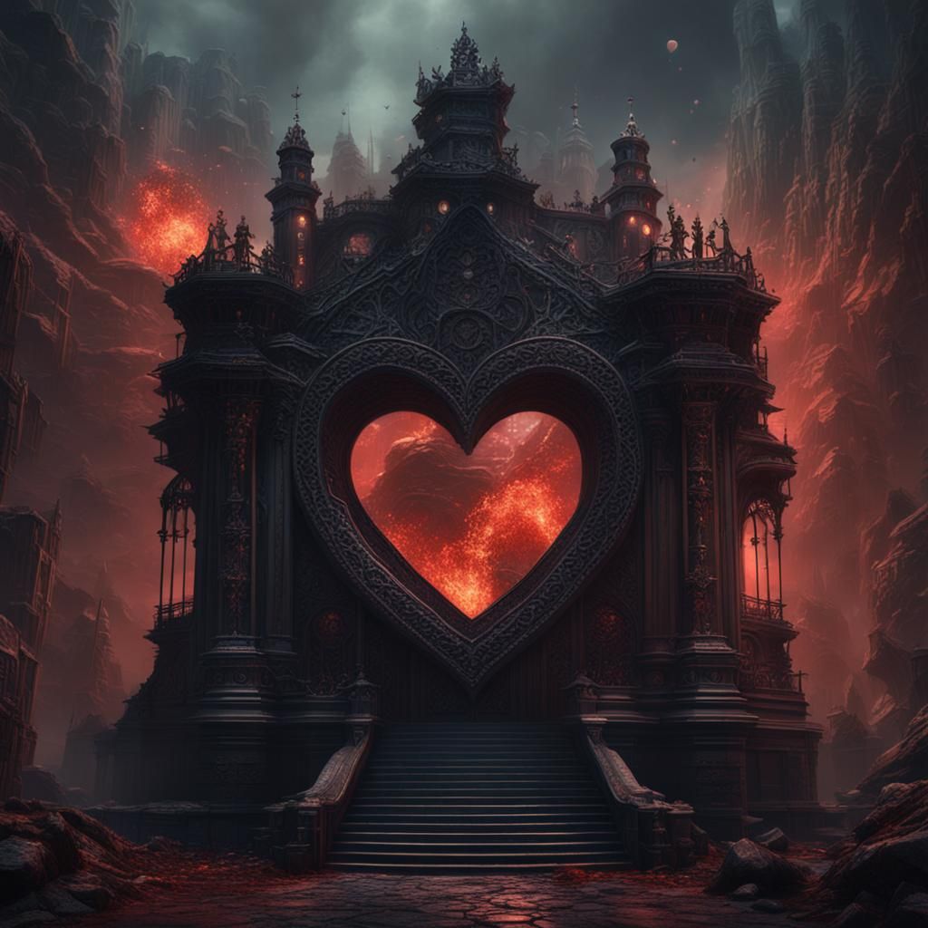 Broken Black Heart with Blood, Grunge Style