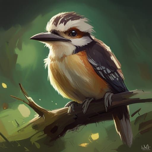 Kookaburra in Tree, Anime Style Ghibli