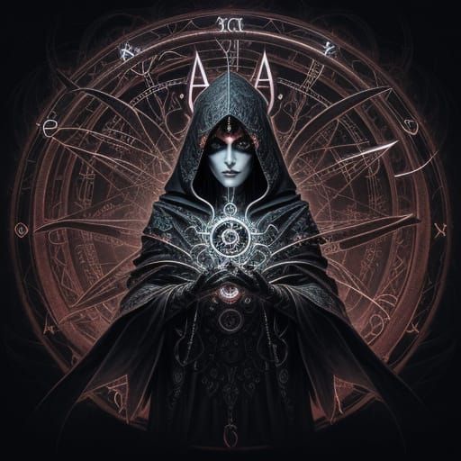 Ethereal Dark Fantasy Figure in a Whirlpool of Clockwork