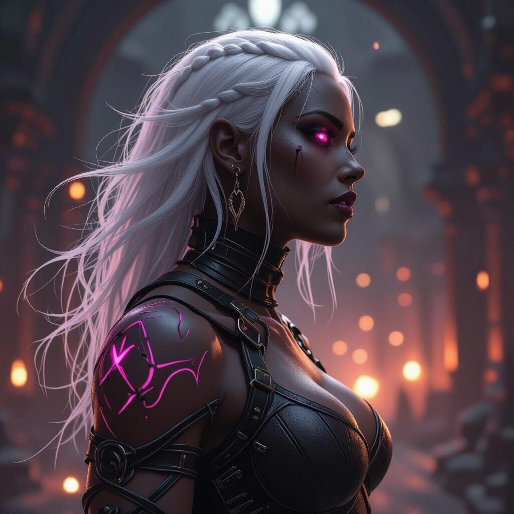 Drow Warrior Woman: Cinematic Dark Fantasy Portrait