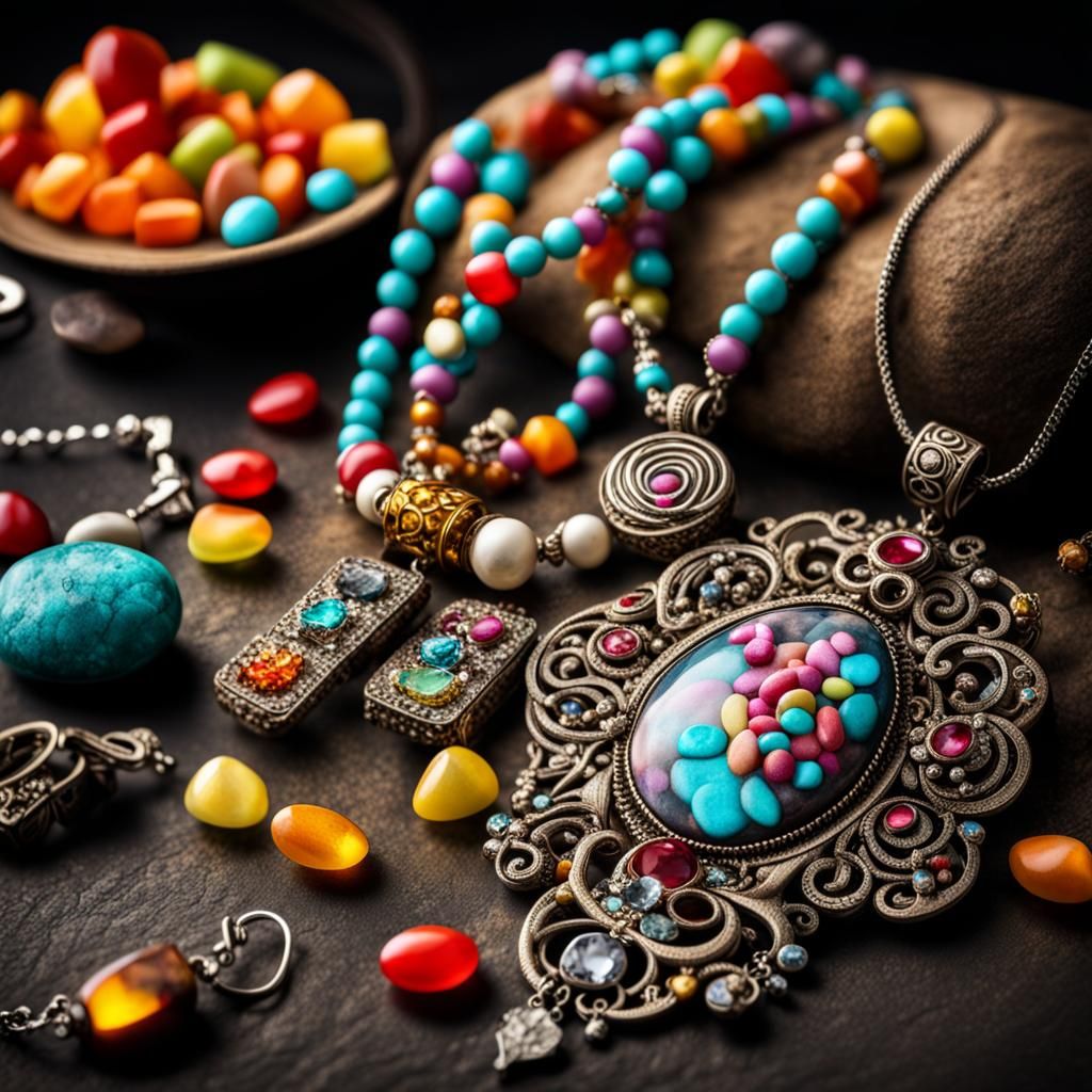 Jewelry with Candy and Graffiti: Hyperrealistic Detail