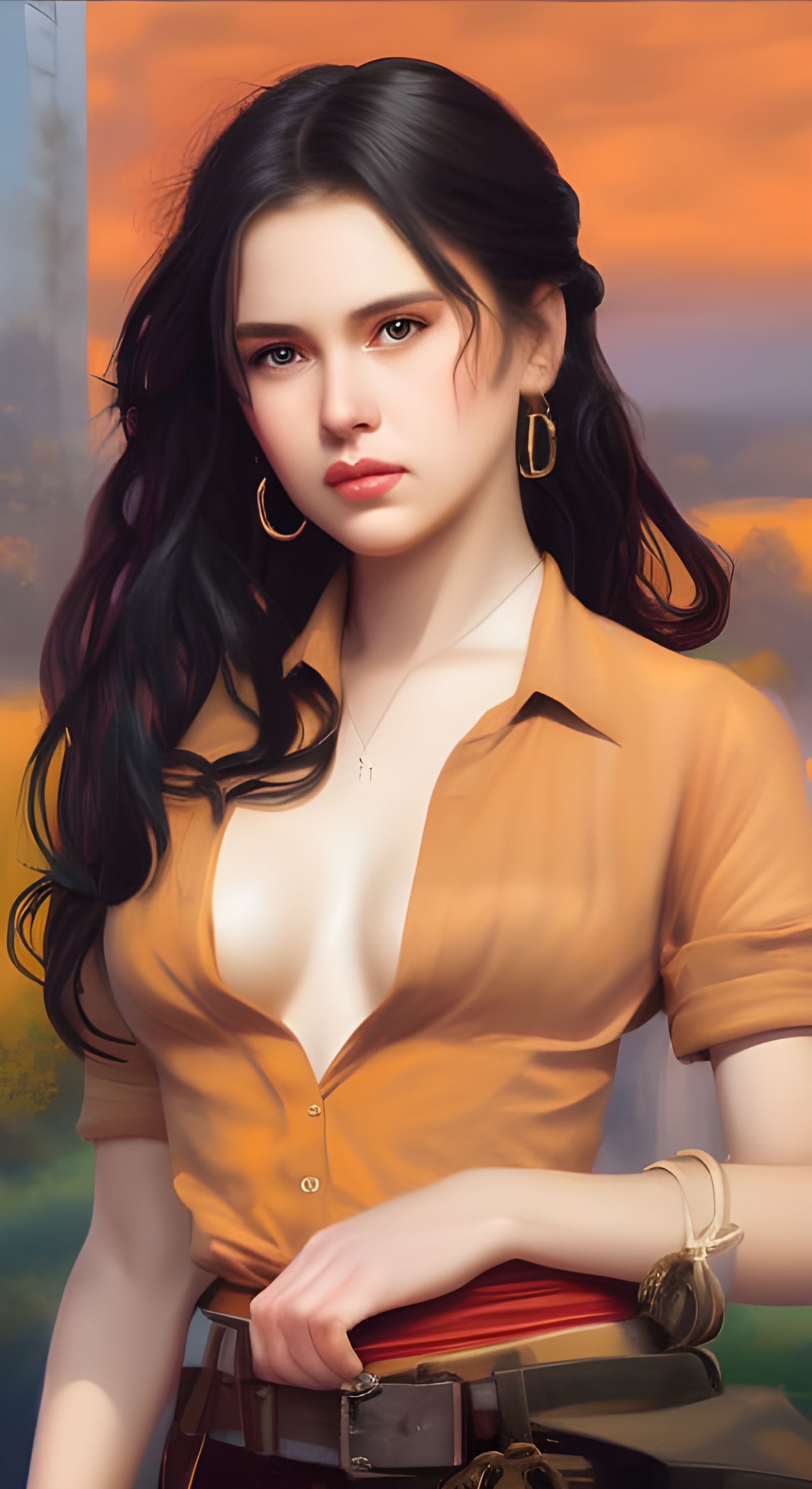 Indian Woman with Paints as Oil Painting