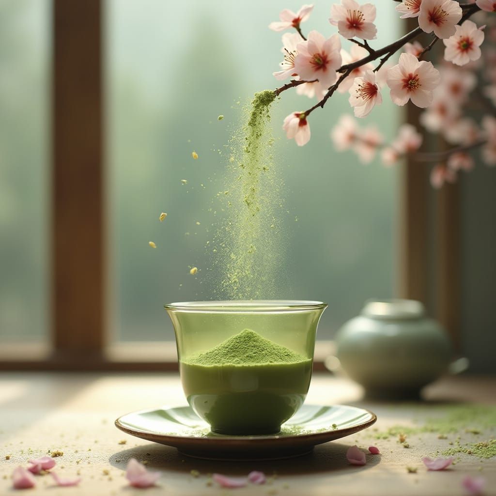 Japanese Matcha in a Traditional Tea Glass