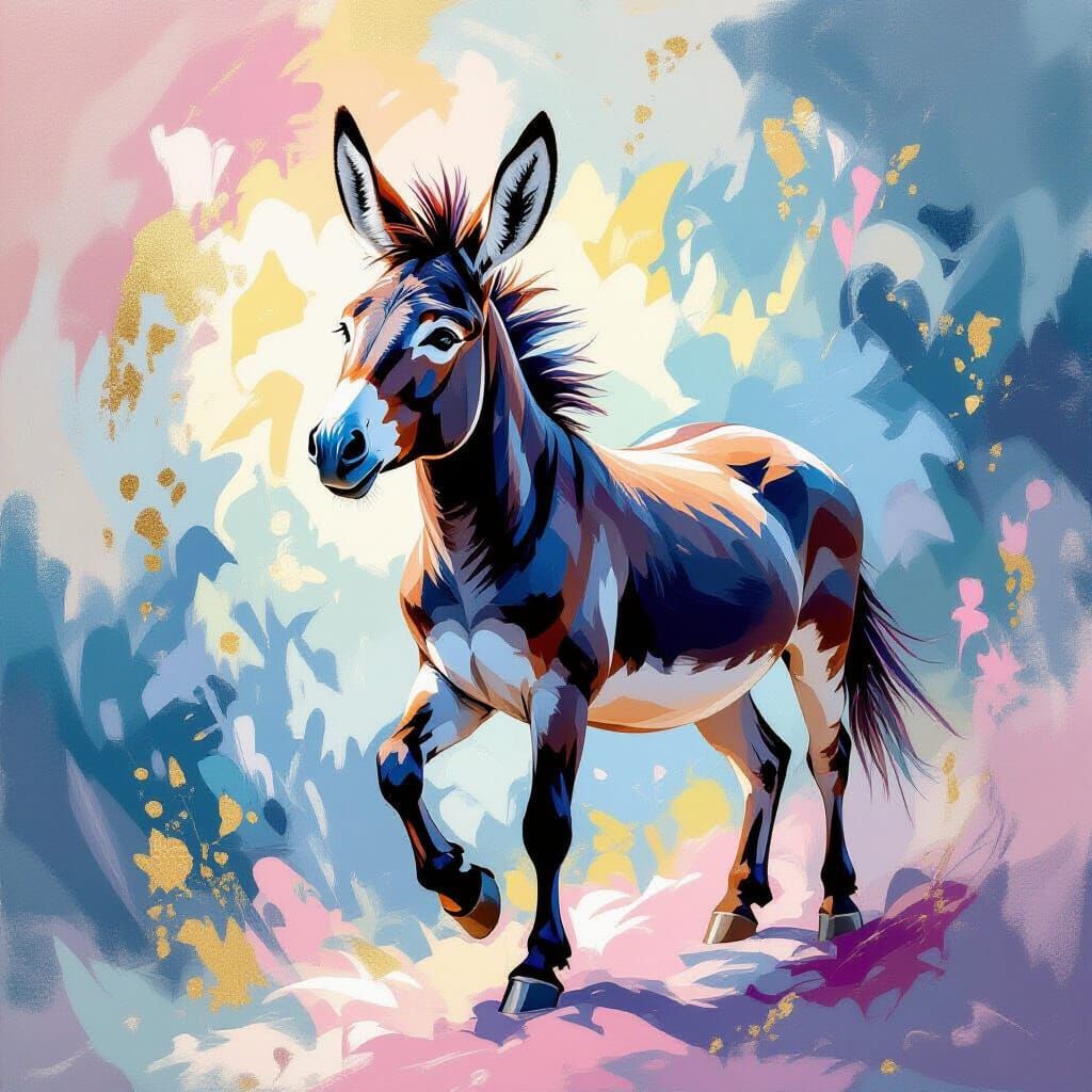 Donkey Posed with Impressionist and Rococo Elements