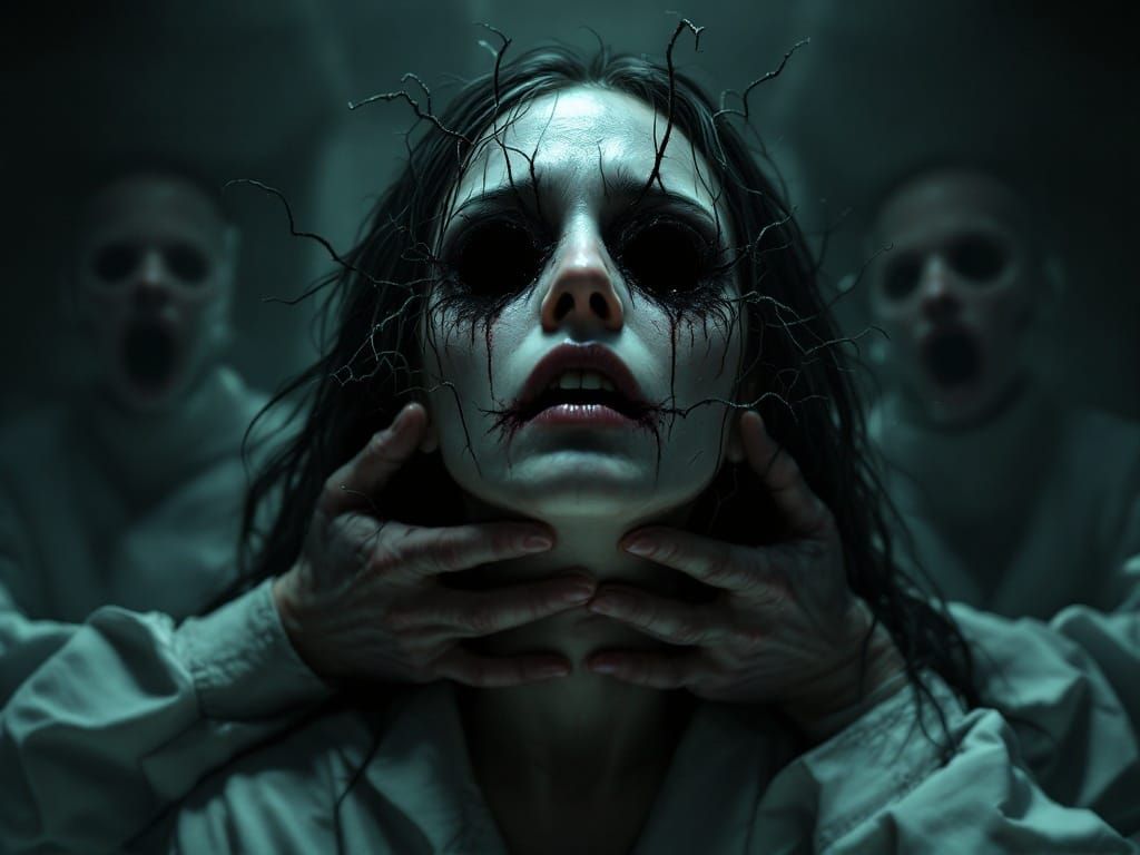 Tormented Woman in Dark Laboratory