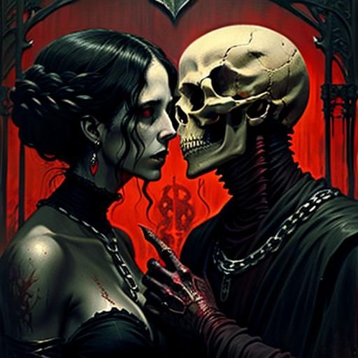 Entwined Souls: A Macabre Vision of Love and Death