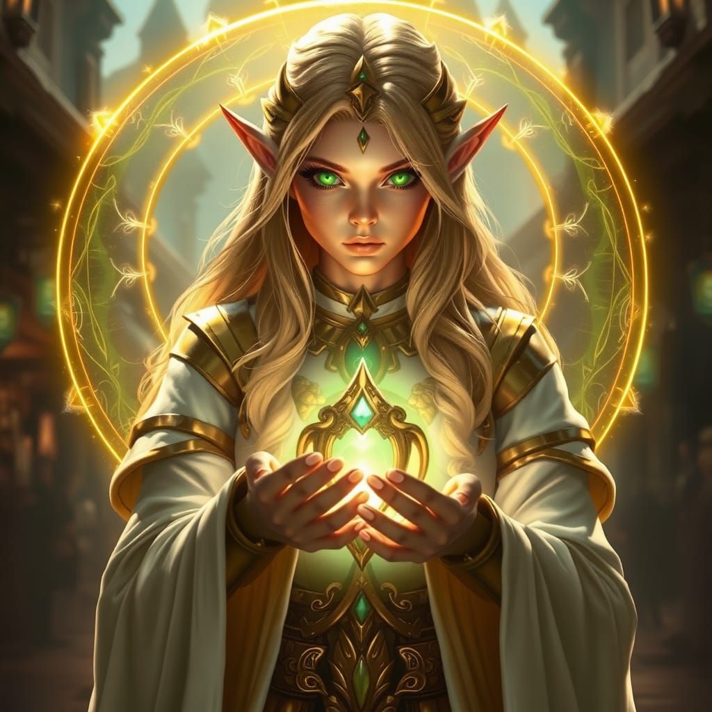 Blood Elf Priestess in Silvermoon: Digital Matte Painting