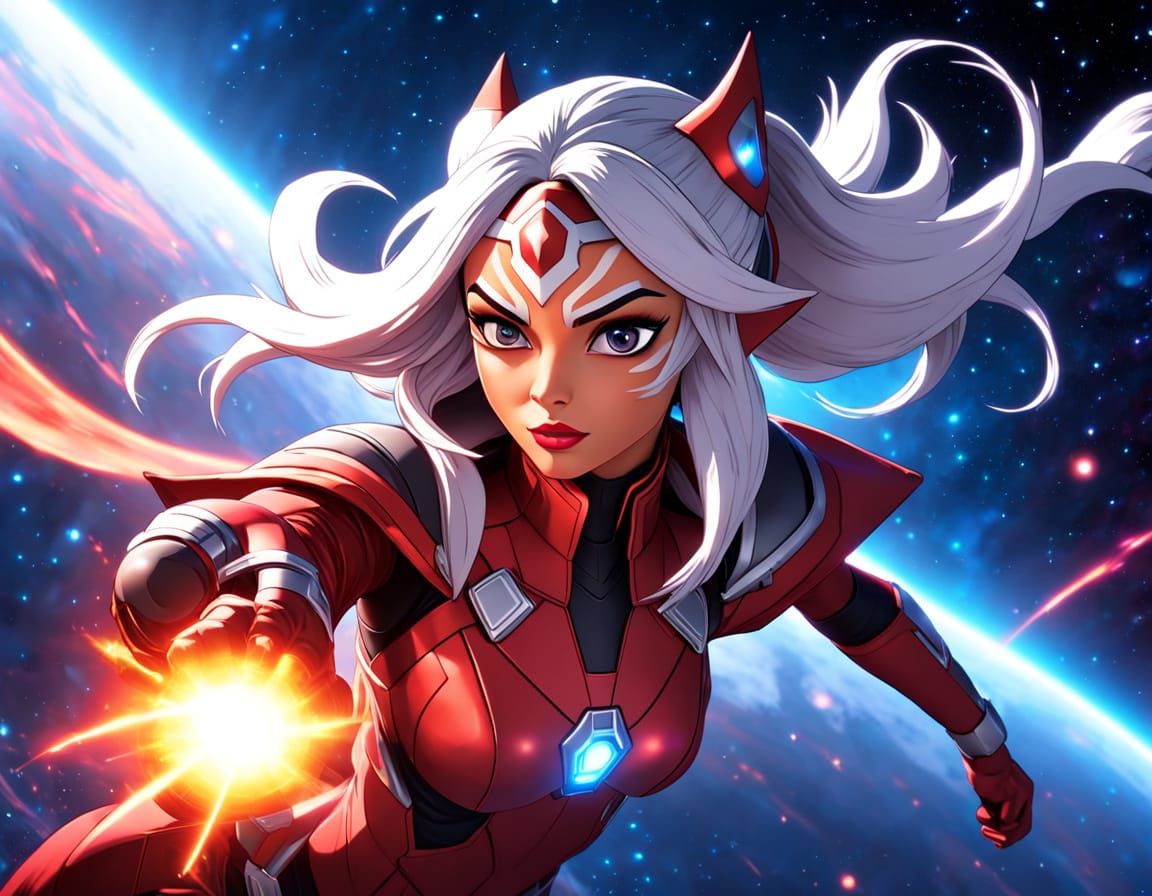 Hyper-Realistic Ahsoka Tano in Red Lantern Corps Suit