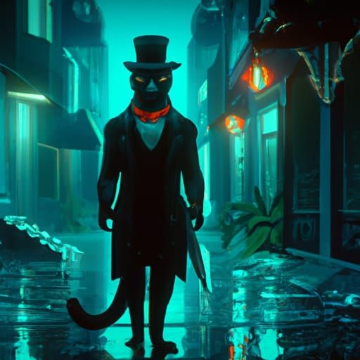 Black Cat Mafia Boss in Detailed Concept Art