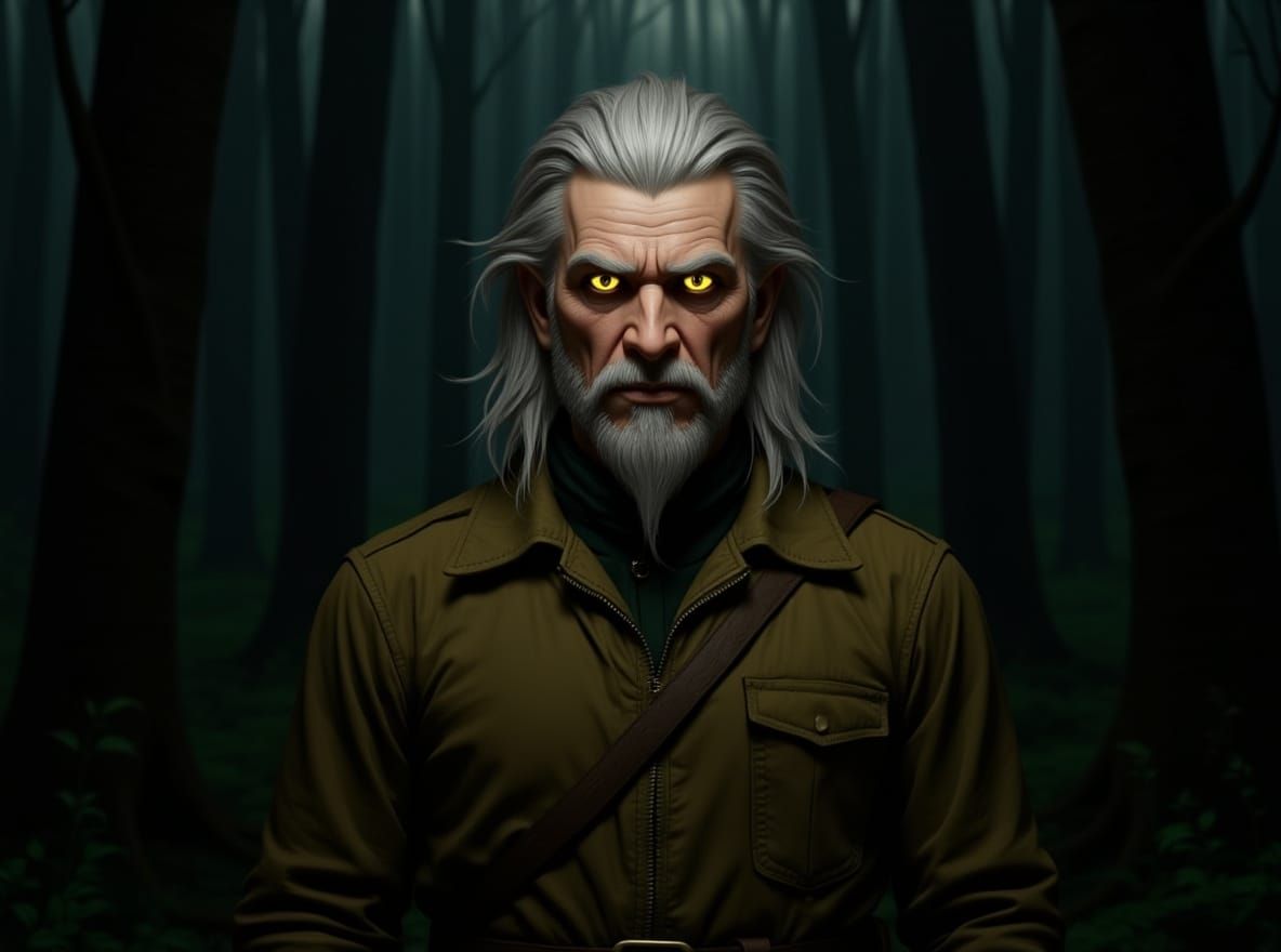 Eerie Forest Dweller with Cat Eyes