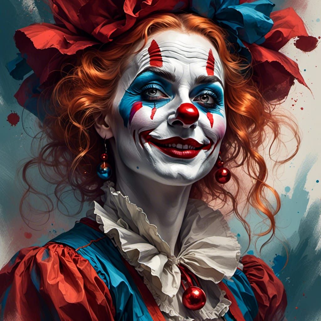 colorful Pencil sketch of A beautiful Clown