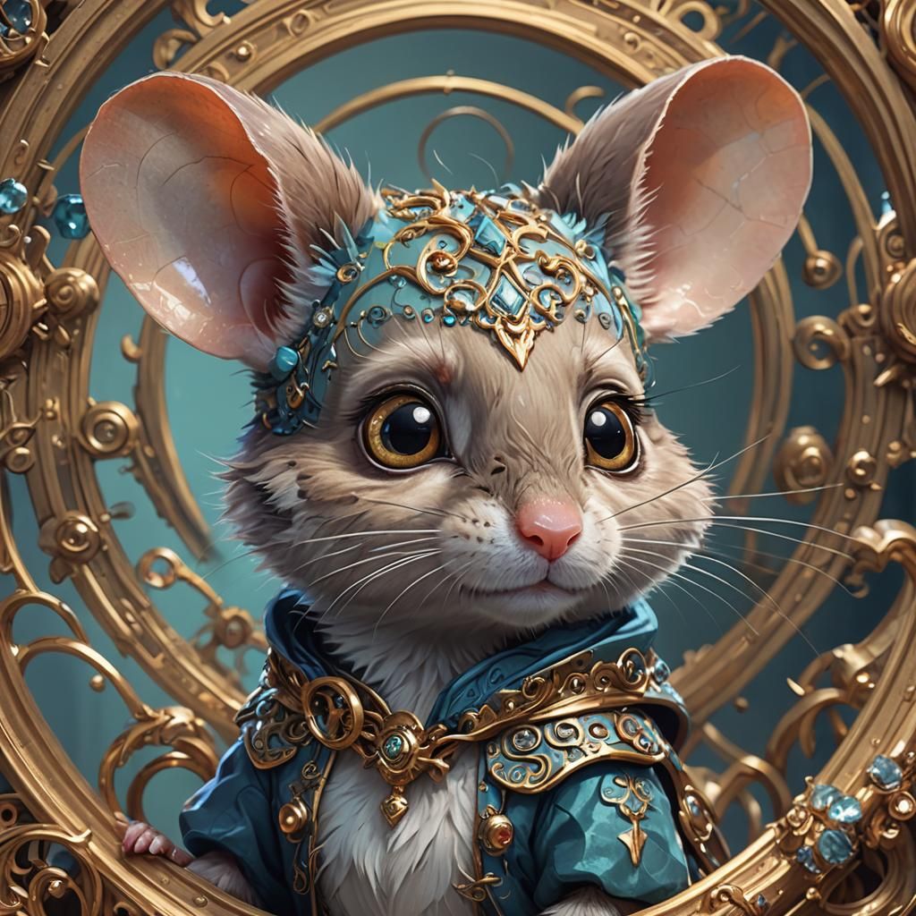Adorable Mouse Portrait in Hyperdetailed Style