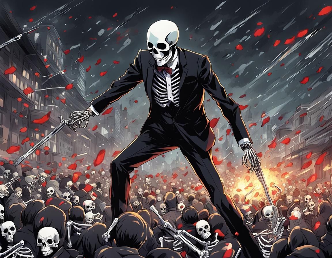 Skeleton in Suit: Anime-Style Massacre