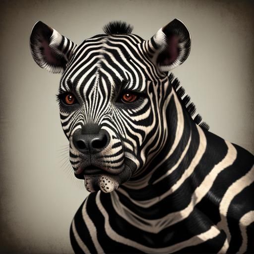 Zombie Zebra Pit Bull in Tim Burton Style