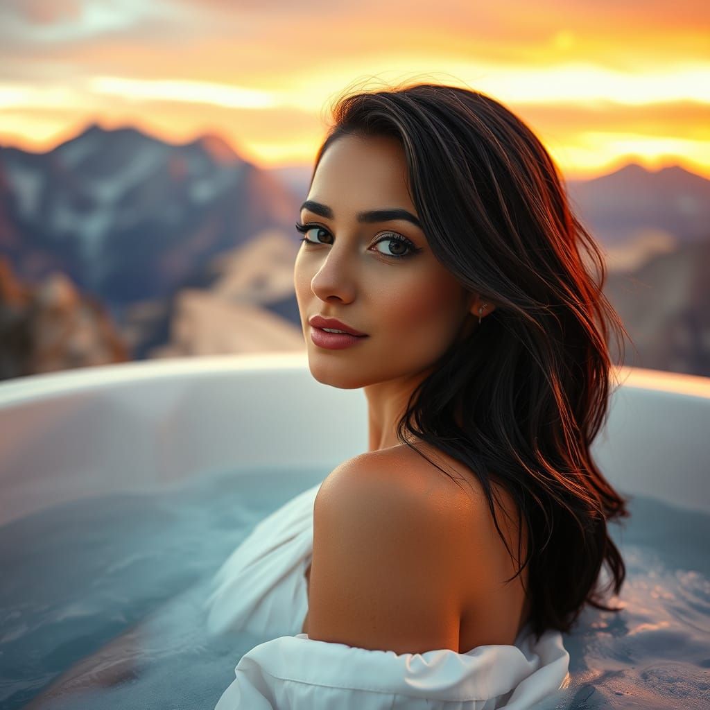 Ethereal Beauty in a Sunset Jacuzzi
