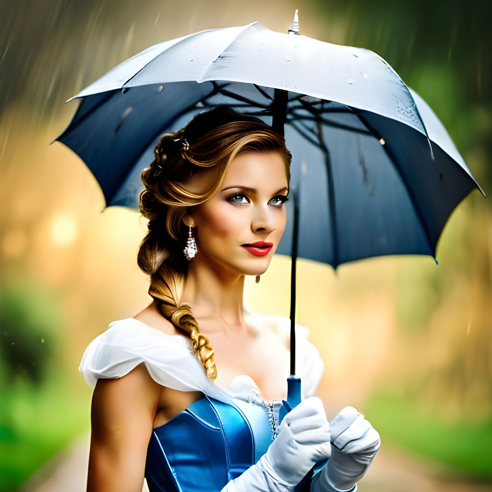 Cinderella in the Rain: Gorgeous Digital Portrait