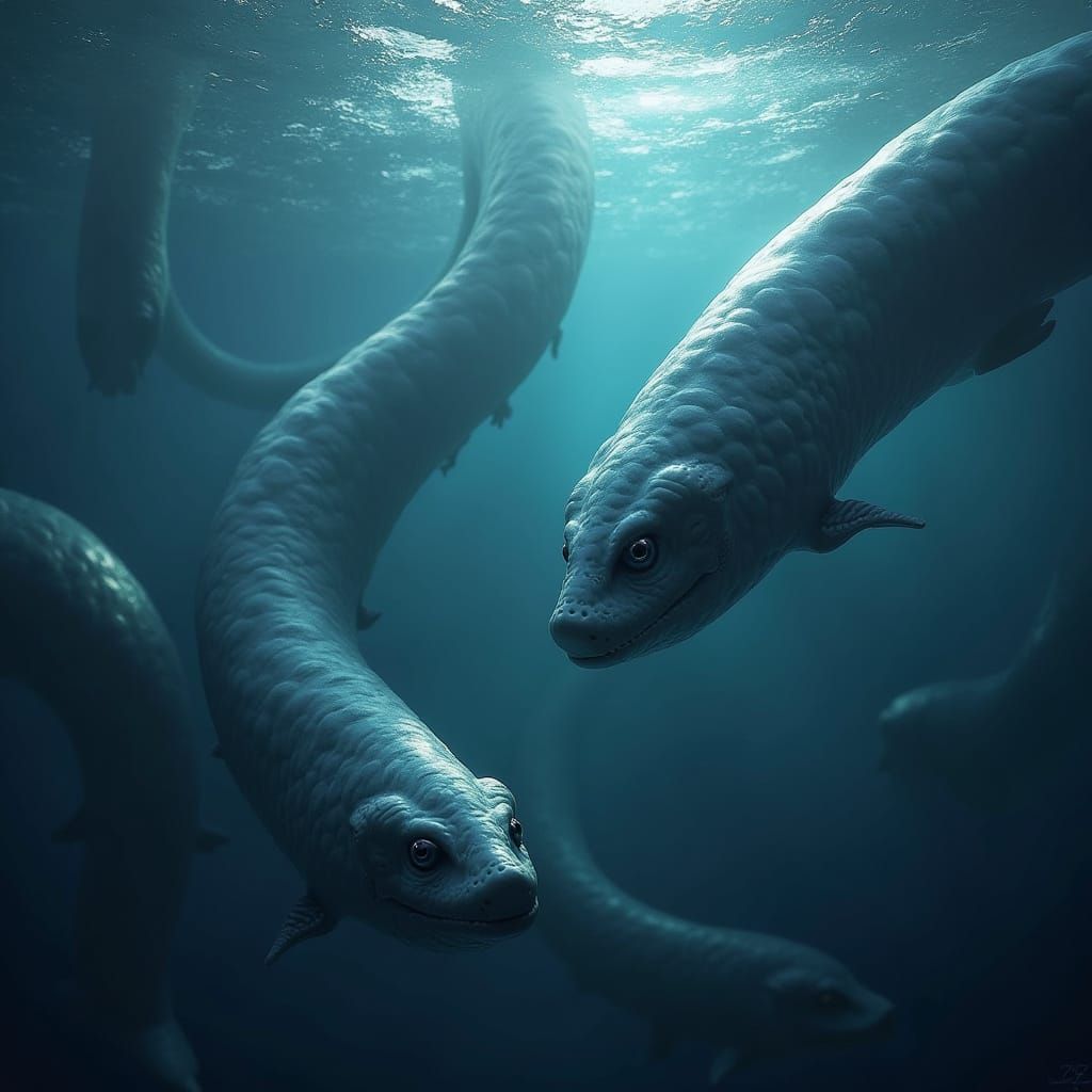 Whispering Eels in Dark Fantasy Concept Art