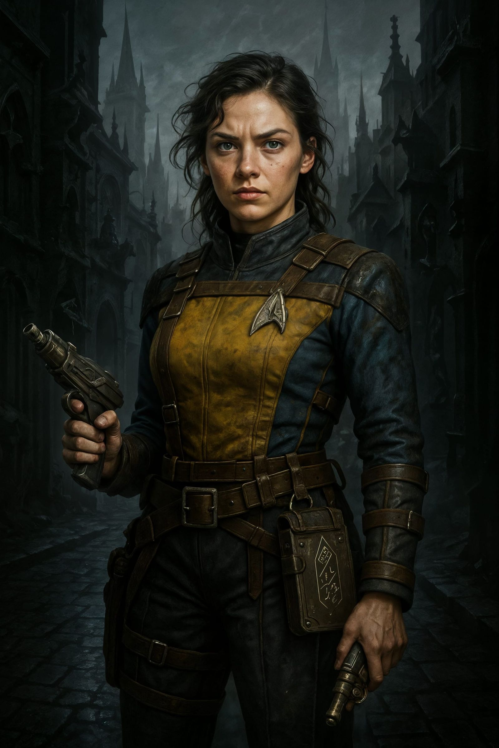 Star Voyager in Shadow City: Photorealistic Digital Art