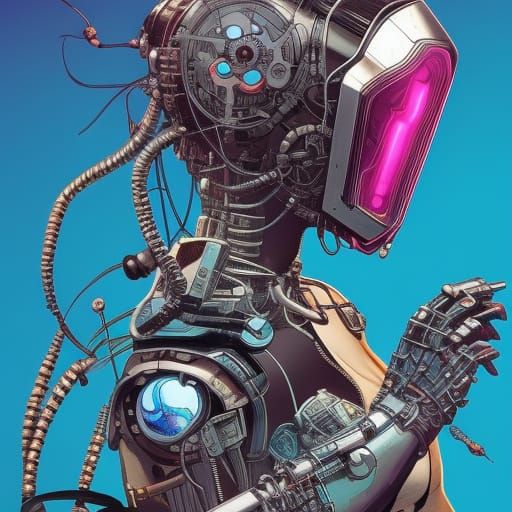Cyberpunk Cyborg Hacker in Gritty Tech Noir Style