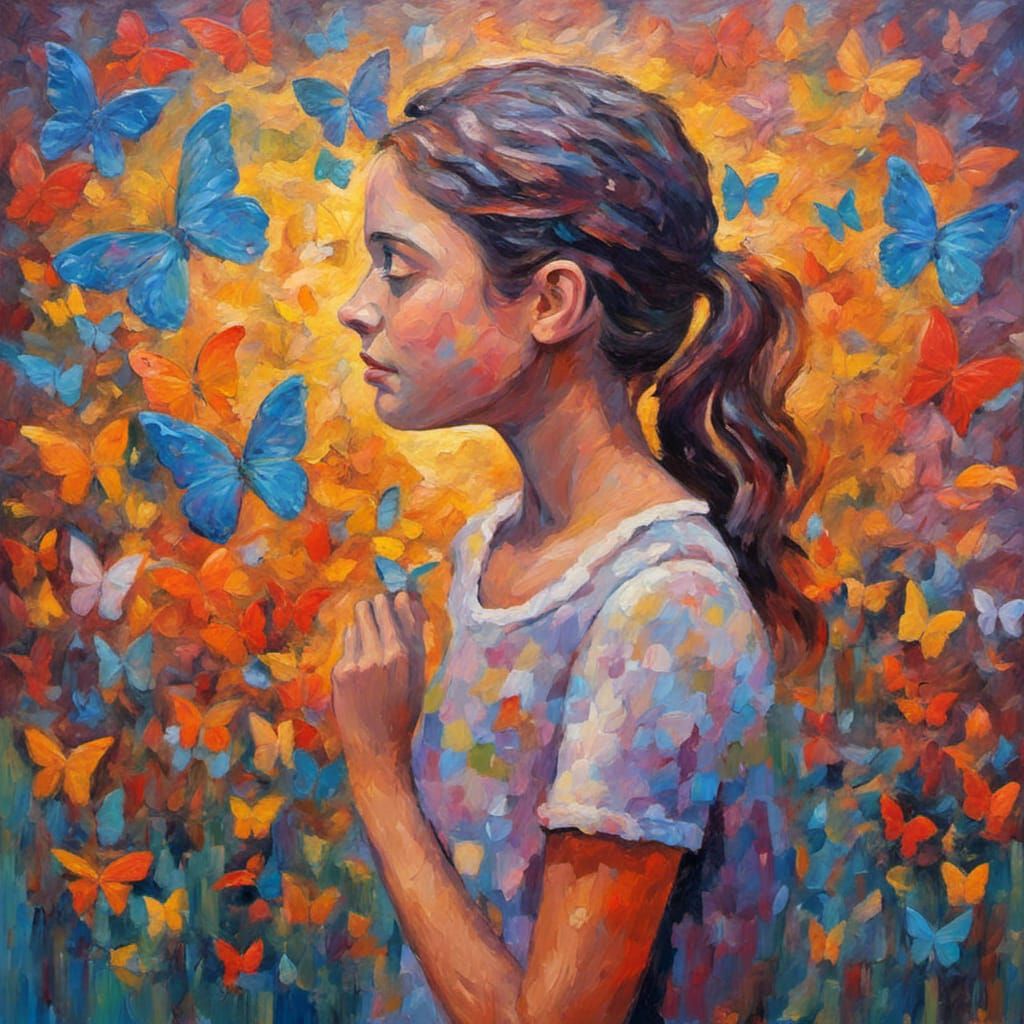 Butterfly Dream: Expressionist Oil Painting