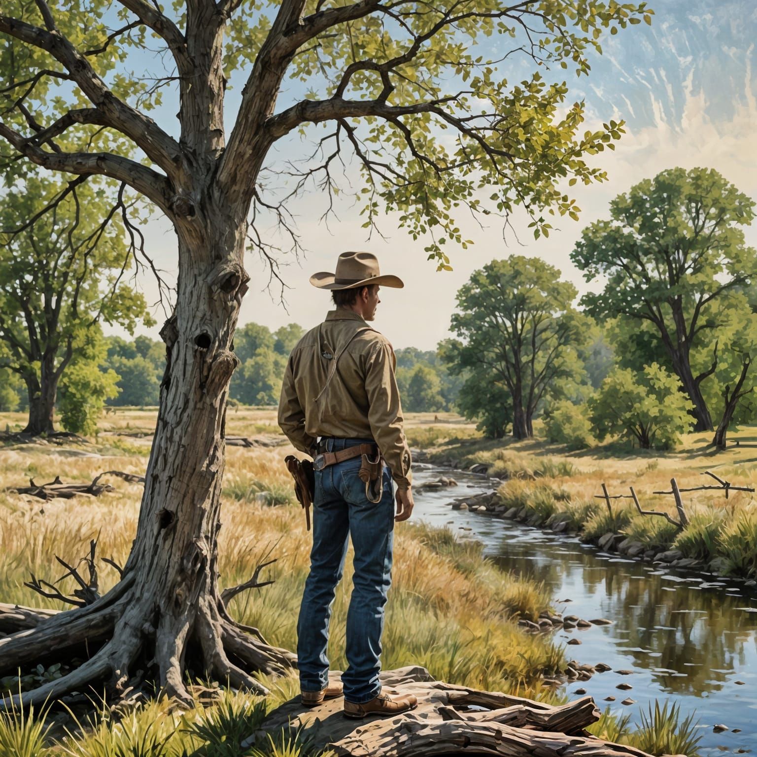 Solitary Tree in Quiet Landscape