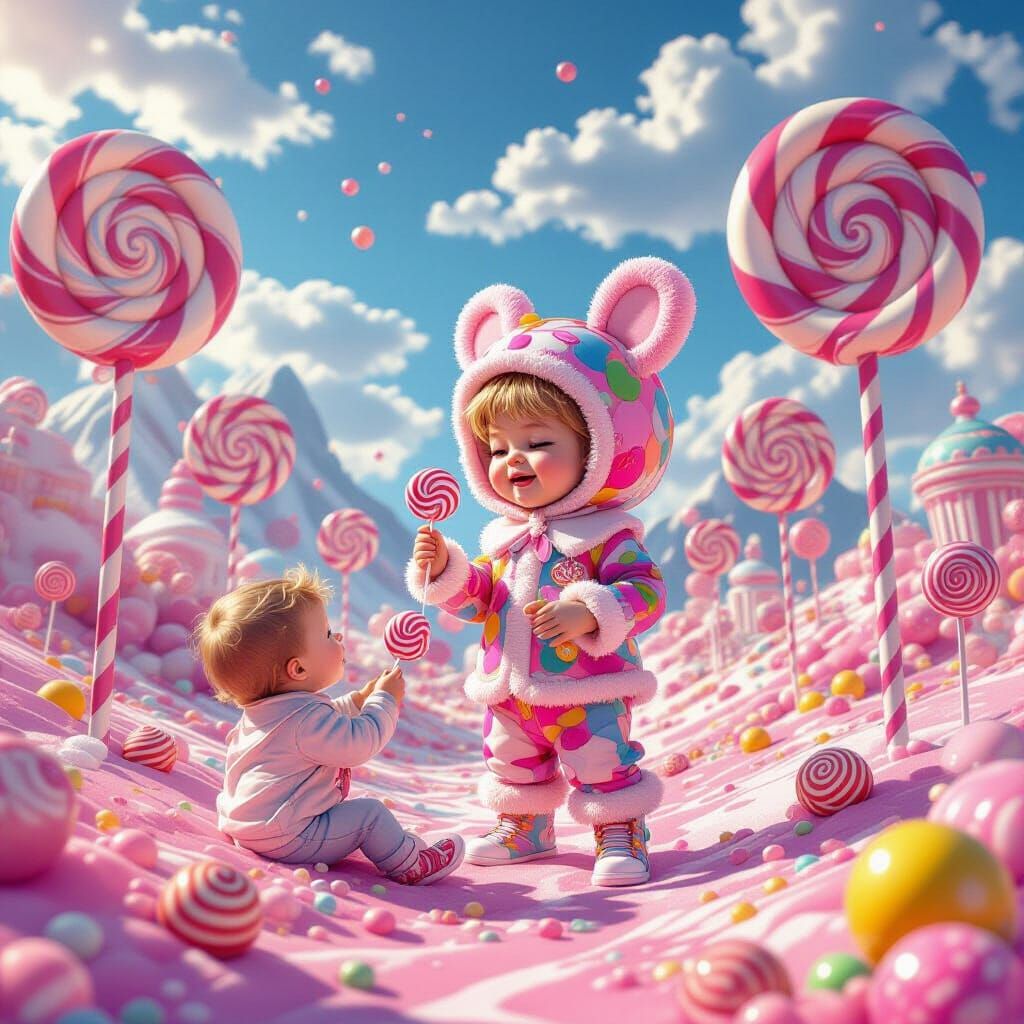 Lollypop Kid Steals Candy in Hyperrealistic Candyland