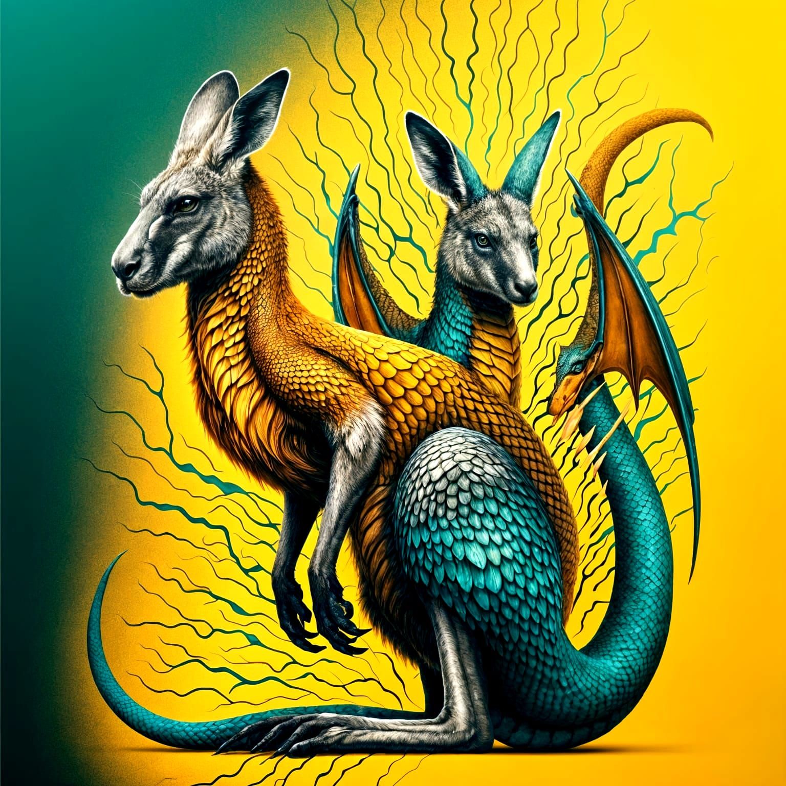 "Roo twins" Kangaroo-Dragon hybrid...