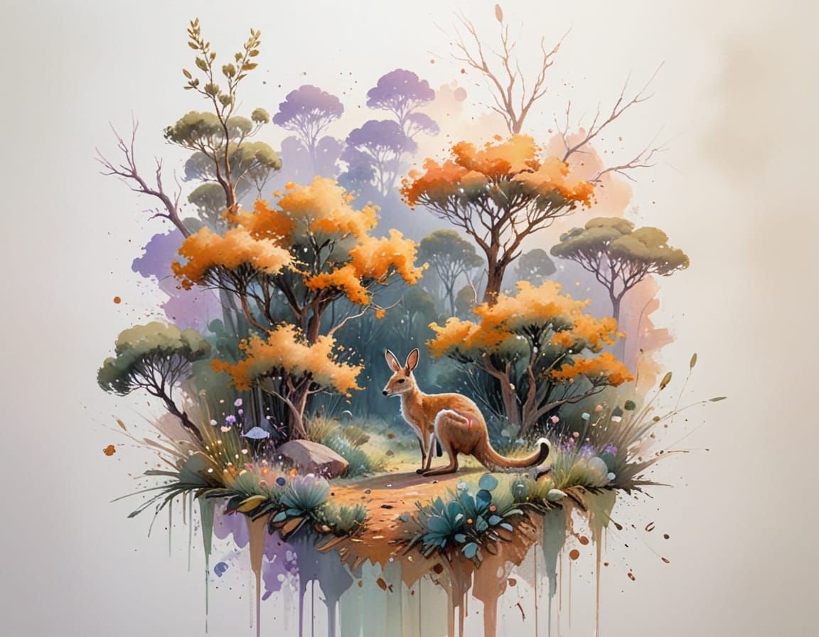 Outback Farmhouse in Expressive Watercolour Style