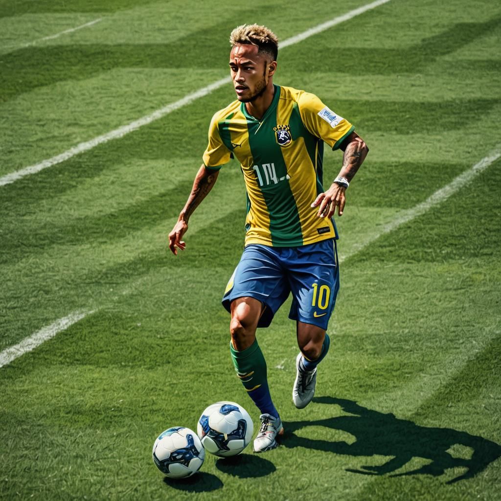Neymar Dribbling: Vibrant Comic Book Style Illustration