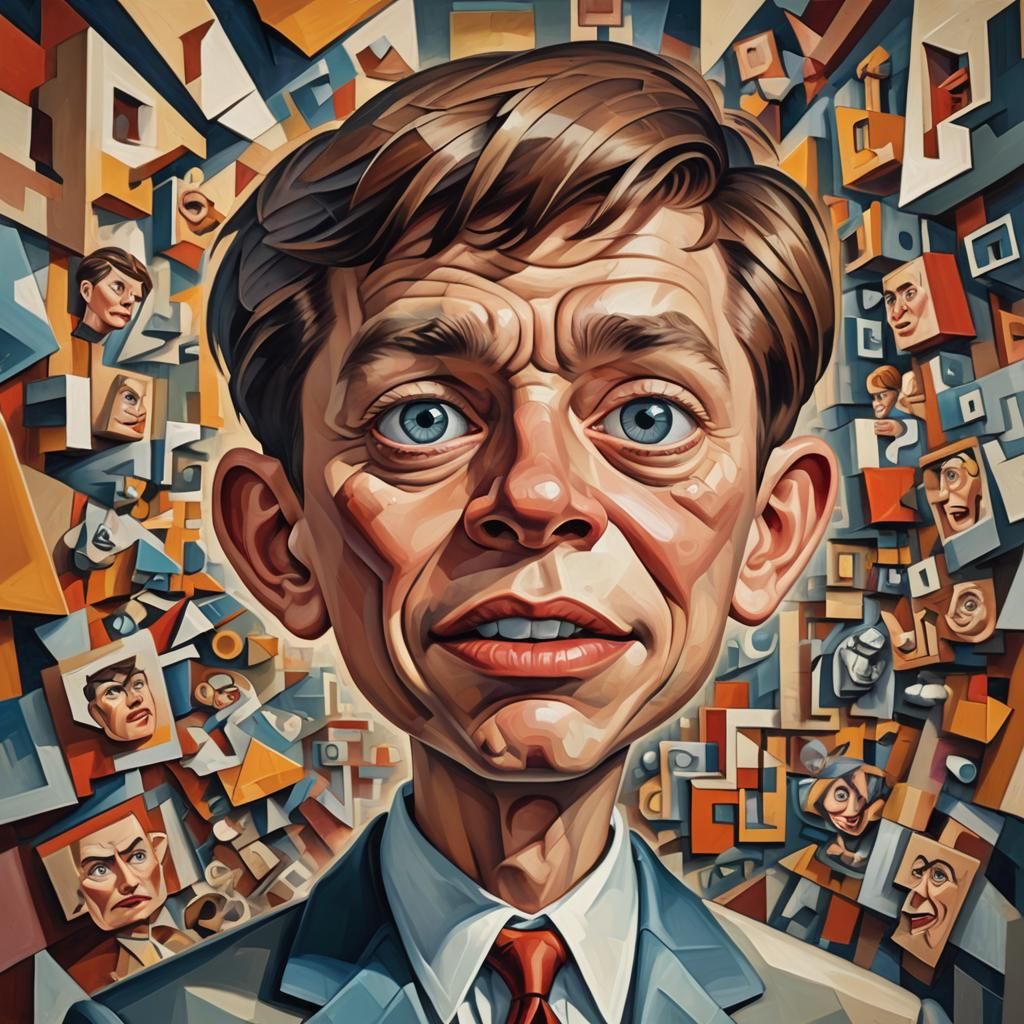 Cubist Alfred E. Neuman in Geometric Fauvism Style