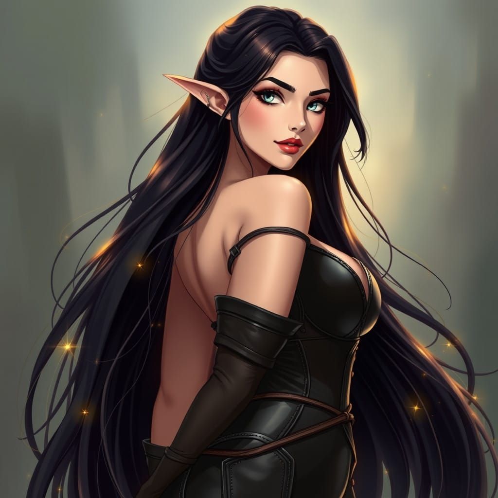Ethereal Elven Warrior Woman in Anime Style Art