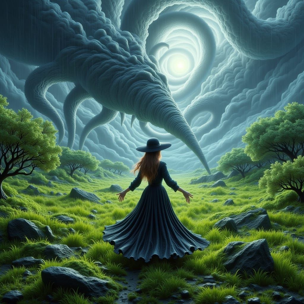 Dark Stormy Weather Approaches in a Mysterious Landscape