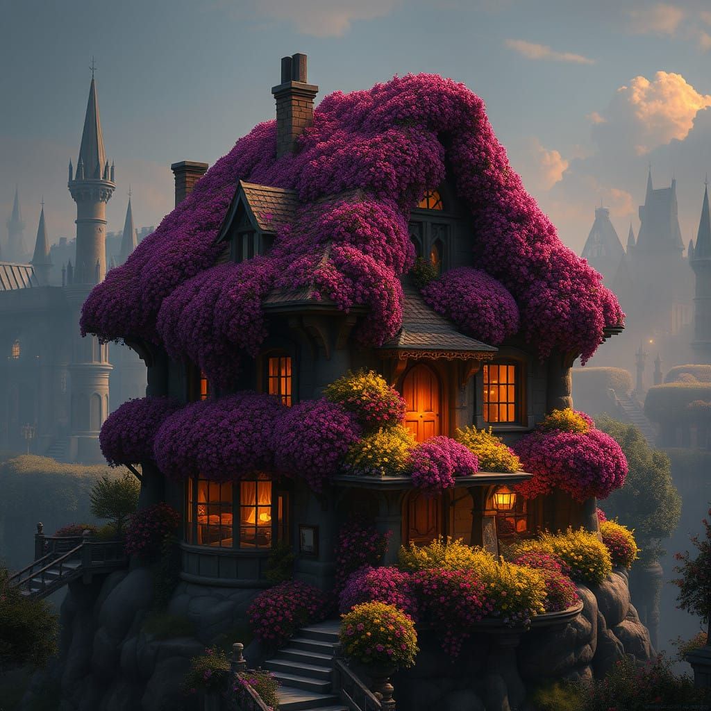 Dark Fantasy City Home with Intricate Details