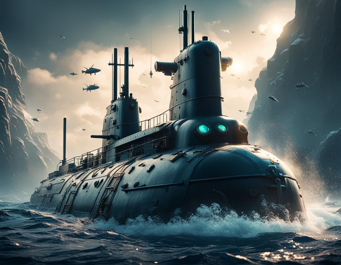 Detailed Submarine Render in 3D Game Style