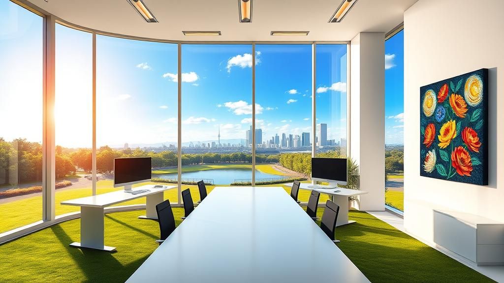 Modern Office with Van Gogh Painting