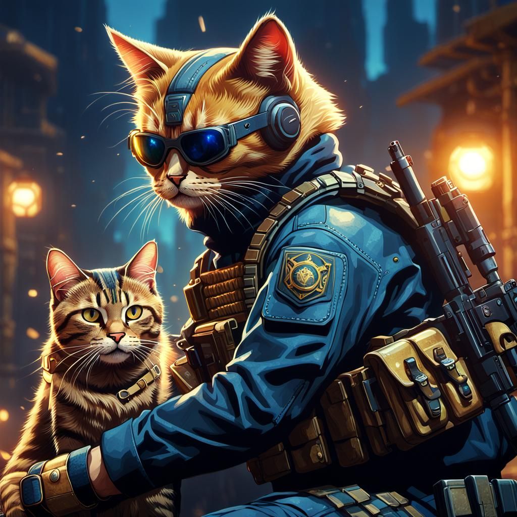 Bandit Held at Gunpoint by Armed Cat