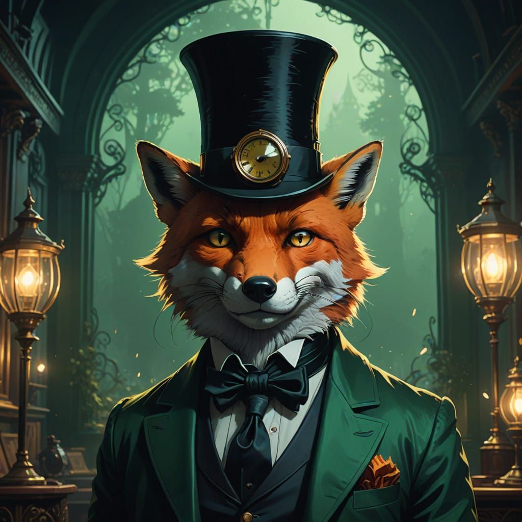 Regal Fox in Opulent Victorian Setting