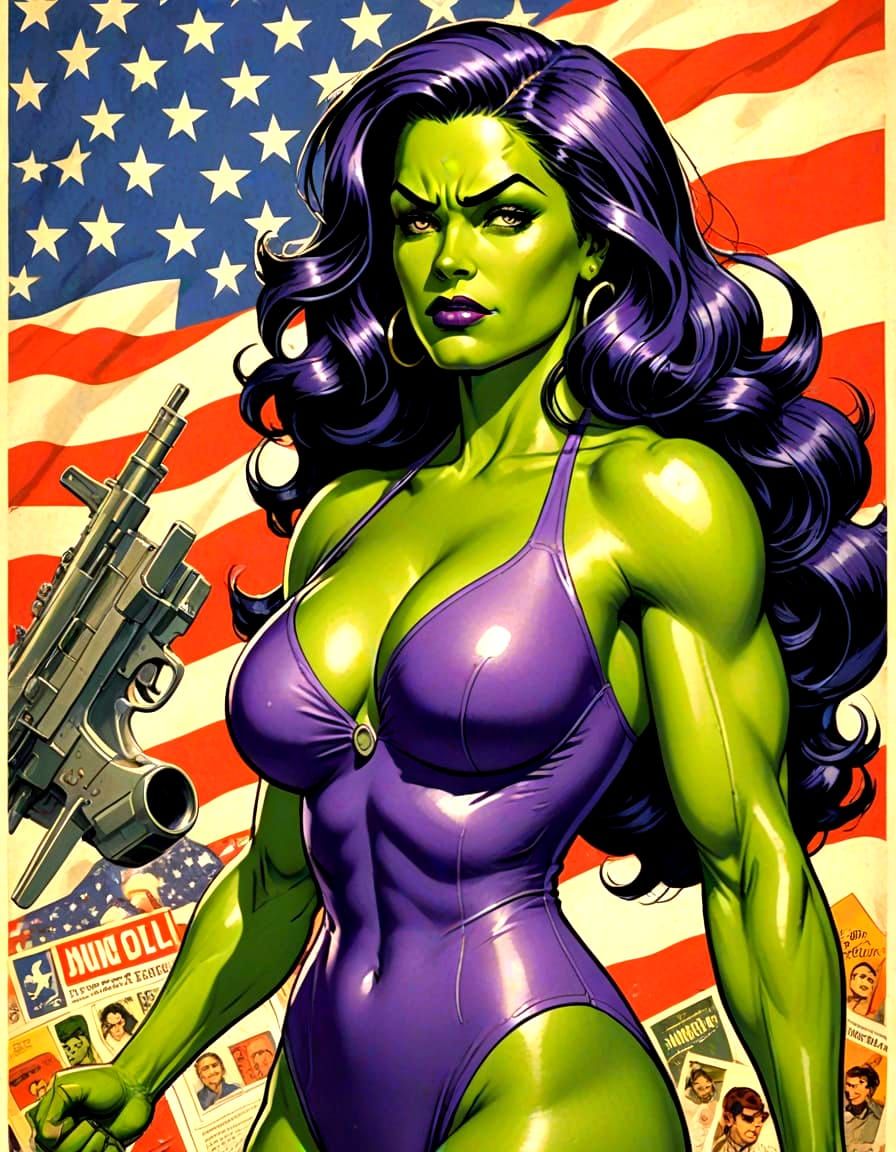 Pin-Up She-Hulk in World War II Style