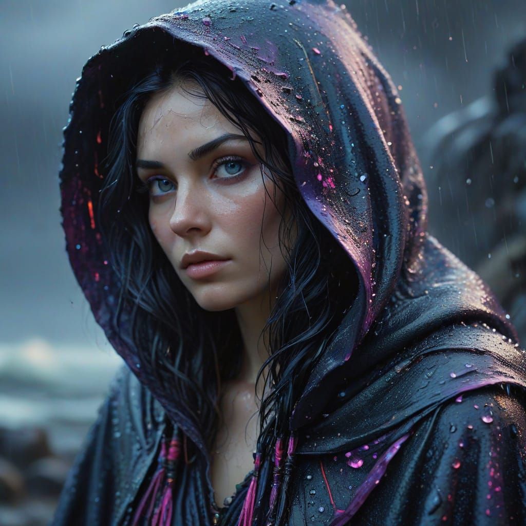 Ethereal Wet Witch in Soft Blue Impressionism