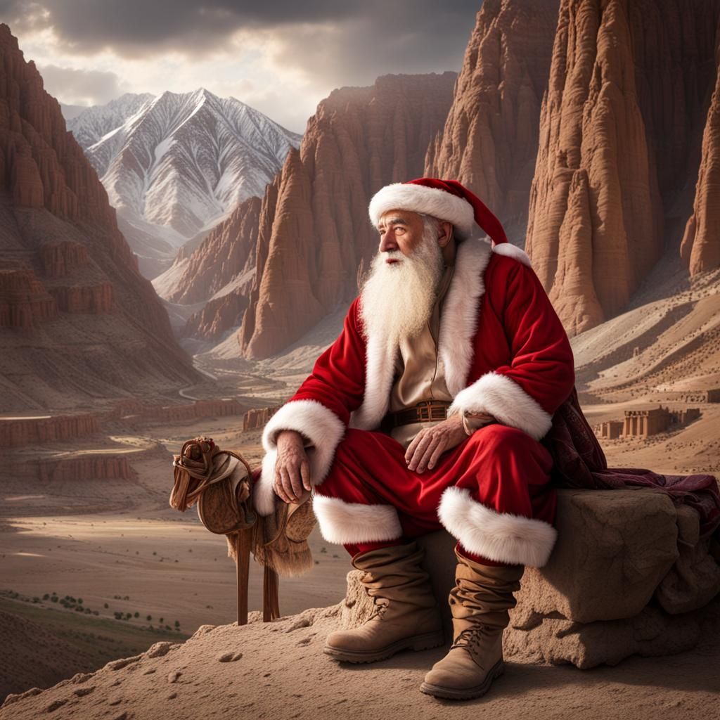 Santa Claus Visits Bamiyan: Digital Matte Painting