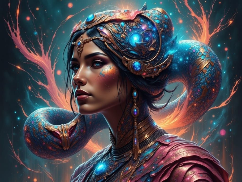 Snake Helix in Native Art Deco Style