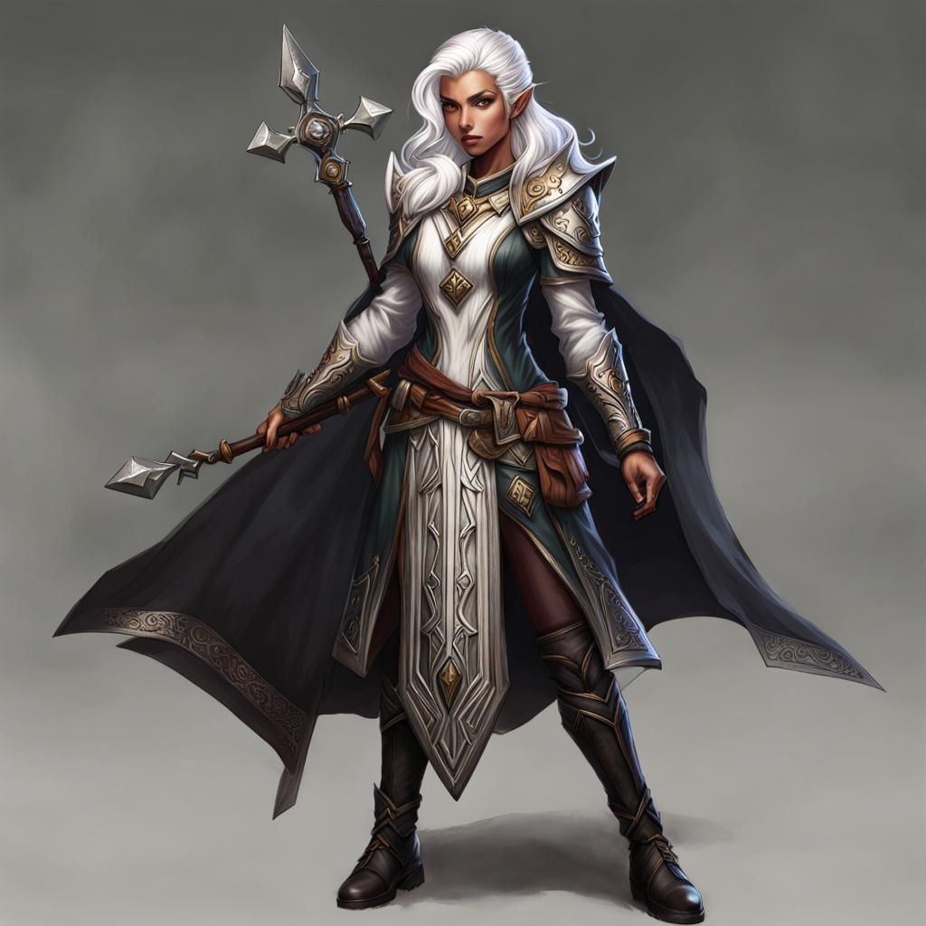 White-Haired Wood Elf Cleric Portrait