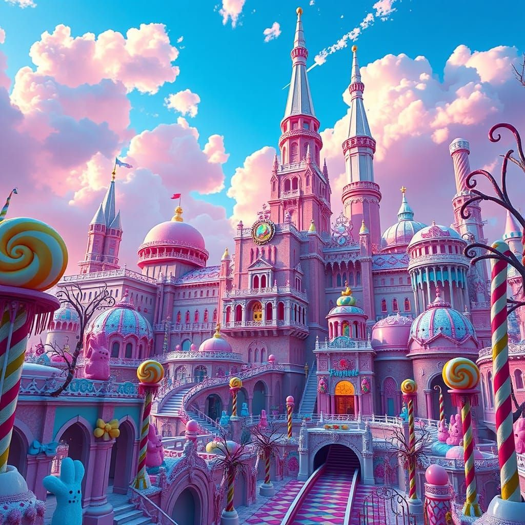 Candy Factory Dreamscape in Matte Painting Style